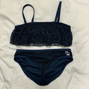 abercrombie kids Navy Crochet Lace Bikini Set